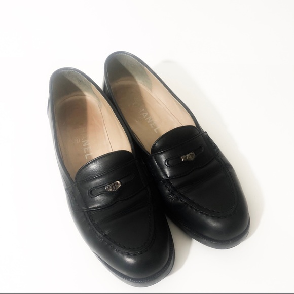 CHANEL Shoes - Vintage Chanel Black Leather Loafers